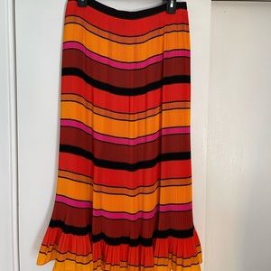 NWT J. Crew Striped Pleated Midi Skirt